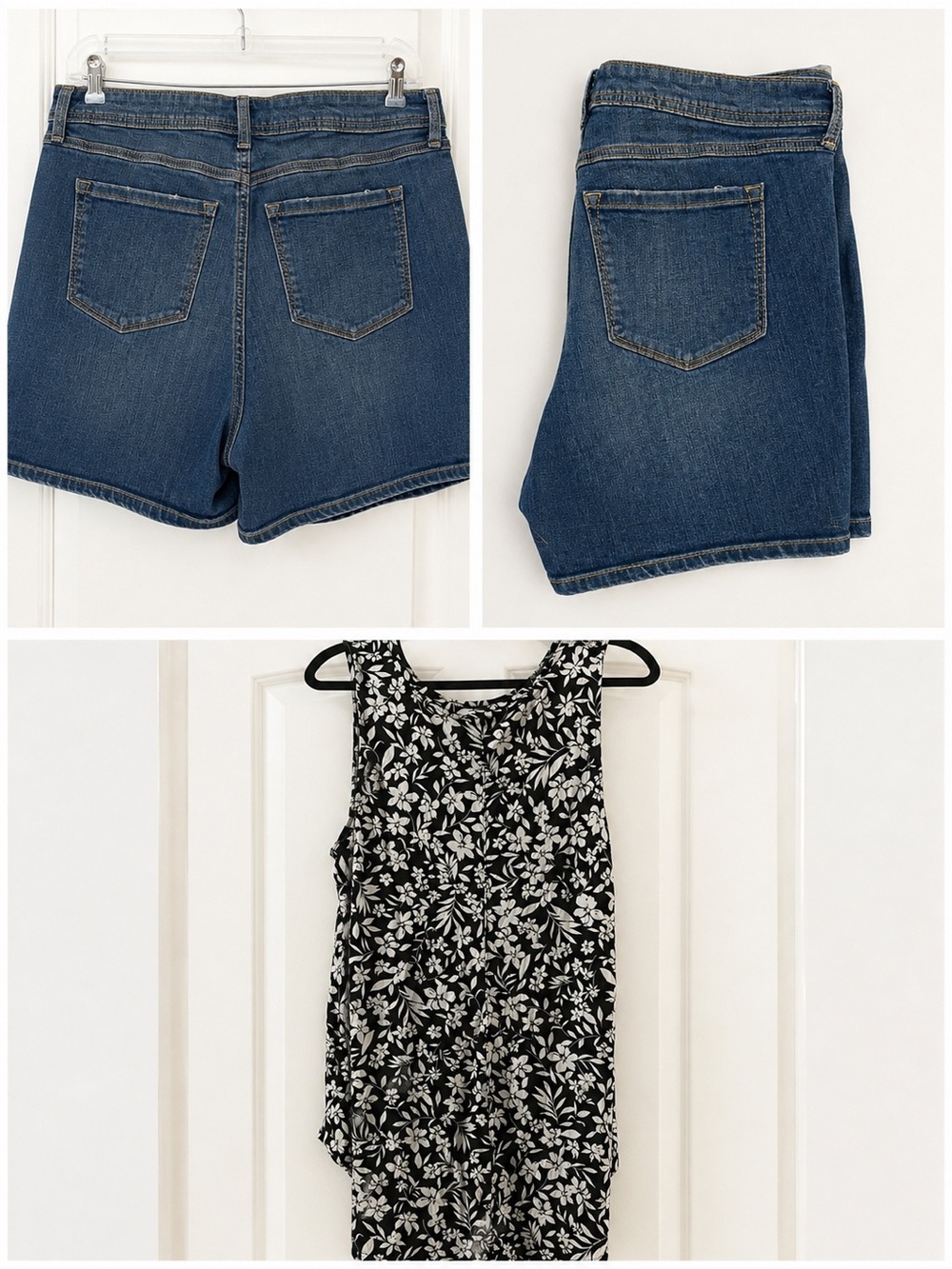Nine West Women’s Size 16 Blue Denim Jean Shorts (with large top)